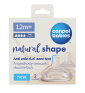 CANPOL BABIES žindukas NATURAL SHAPE Anti-colic, greito pratekėjimo, 12m+, 2 vnt., 21/753