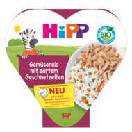 HiPP ekologiška tyrelė „Ryžiai su daržovėmis ir smulkinta jautiena“, 12 mėn.+, 250 g., 8657