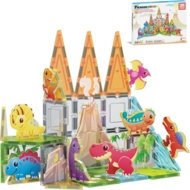 PICASSO TILES Magnetinis konstruktorius su 8 dinozaurų figūrėlėmis 38 det., PTQ13