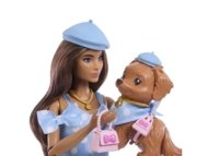 BARBIE Twinning Looks tamsiaplaukės lėlės ir šunelio rinkinys, JFP38