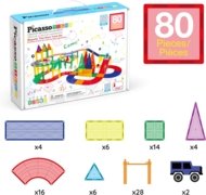 PICASSO TILES Magnetinis konstruktorius Race track 80 det., PTR80