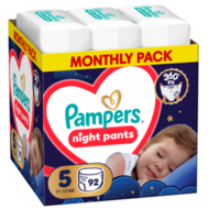 PAMPERS sauskelnės-kelnaitės Pants Night Monthly Pack, 5 dydis, 11-17kg, 92 vnt., 80895140