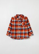 OVS BOY9-36M SHIRTS L/S 2M 9-12 ORANGE/BLUE CHECK 001849999