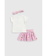 MOTHERCARE marškinėliai trumpomis rankovėmis, sijonas ir galvos juosta, HC531