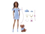 BARBIE Twinning Looks tamsiaplaukės lėlės ir šunelio rinkinys, JFP38