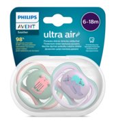 PHILIPS AVENT 83016 silikoninis čiulptukas ULTRA AIR M DECO, 6-18 mėn., 2 vnt., SCF085/18