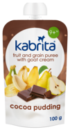 KABRITA® vaisinė tyrelė su grūdais ir ožkų pieno grietinėle KAKAVINIS PUDINGAS, 9 mėn.+, 100 g., 193