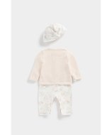 MOTHERCARE šliaužtinukas ilgomis rankovėmis, susegamas megztinis ir kepurė, EB419