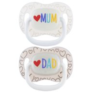 CANPOL BABIES silikoninis simetrinis čiulptukas LoveMum&Dad, 6-18m, 2 vnt., 34/940