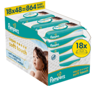 PAMPERS drėgnos servetėlės kūdikiams Wipes Aqua Soft Touch, 18x48 vnt., 80874247