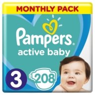 PAMPERS sauskelnės ACTIVE BABY, 3 dydis, 206 vnt,, 6-10 kg.