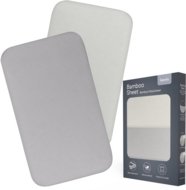 LIONELO paklodės su guma lopšiukui BAMBOO SHEET, 80x42 cm., 2 vnt., White/Grey