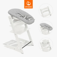 STOKKE maitinimo kėdutė su buomeliu ir naujagimio gultuku TRIPP TRAPP, white, grey NBS, 685900