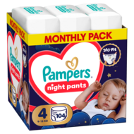 PAMPERS sauskelnės-kelnaitės Pants Night Monthly Pack, 4 dydis, 9-15kg, 104 vnt., 80895141