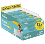 PAMPERS drėgnos servetėlės kūdikiams Wipes Fresh Clean Plastic Free, 12x52 vnt., 80889012