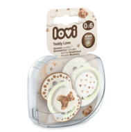 LOVI dinaminis silikoninis čiulptukas Teddy Love, 0-6m, 2 vnt., 22/935