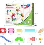 PICASSO TILES Magnetinis konstruktorius Marble Run 40 det., PTG40