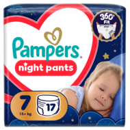 PAMPERS sauskelnės-kelnaitės Night Pants, 7 dydis, 15+kg, 17 vnt., 80895146