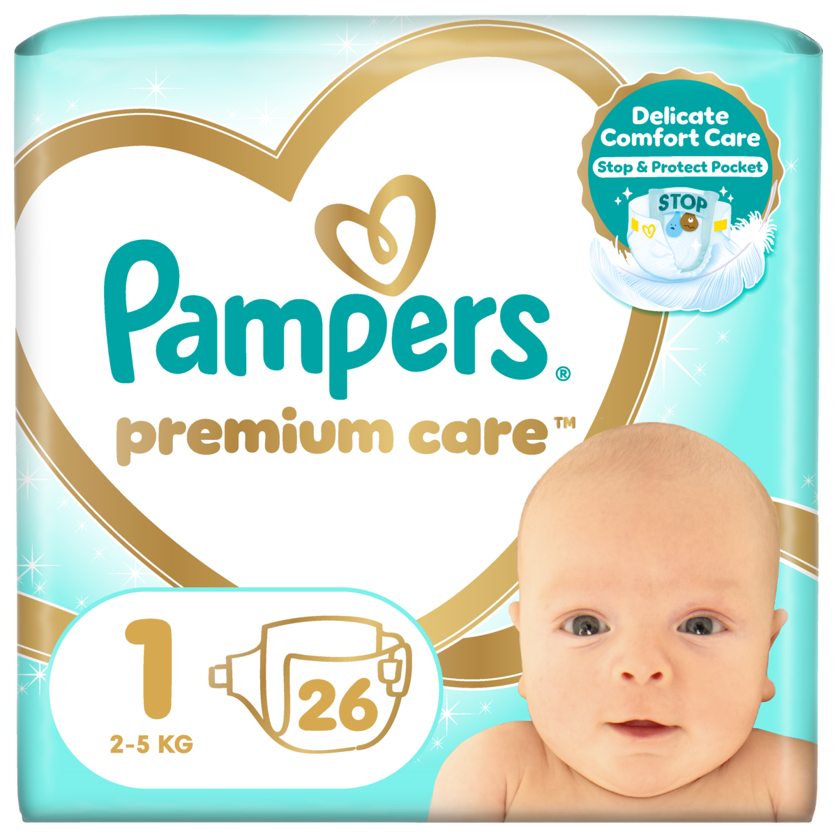 PAMPERS sauskelnės, Premium Care dydis 1, 2-5kg, 26 vnt, 81765753