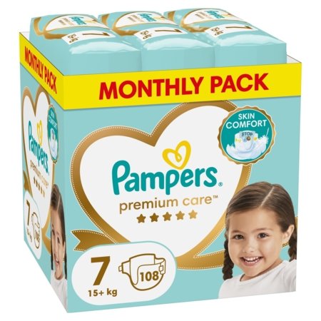 PAMPERS sauskelnės Premium Care, 7 dydis 15+kg, 108 vnt., 80789189 