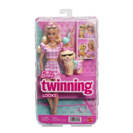 BARBIE Twinning Looks šviesiaplaukės lėlės ir šunelio rinkinys, JFP36 
