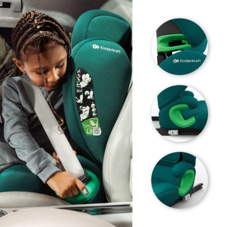 KINDERKRAFT automobilinė kėdutė JUNIOR FIX 2 PLUS, 100-150 cm., Green, KCJUFI20GREPL0N 