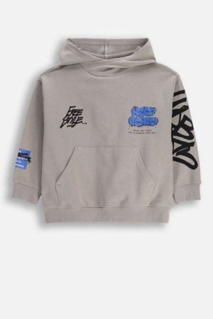 COCCODRILLO džemperis su gobtuvu, pilkas, cm 