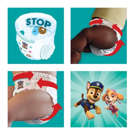 PAMPERS sauskelnės-kelnaitės, PAW PATROL, 4 dydis, 9-15kg, 72 vnt., 81784212 81784212