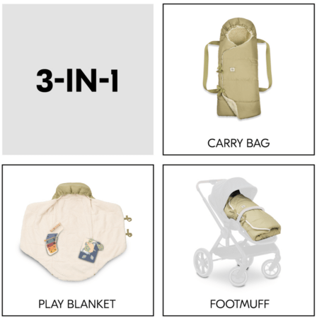 HAUCK vokelis į vežimėlį 3in1 CARRY N PLAY, Teddy fleece/Green, 530061 