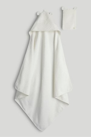 MOTHERCARE rankšluostis ir kempinė, kreminis, AV39301, 100x100 cm 