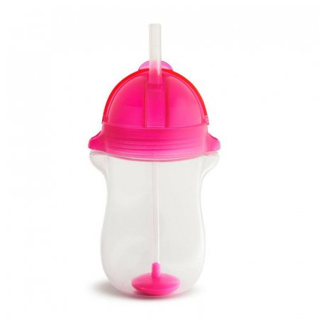 MUNCHKIN gertuvė su šiaudeliu ir svareliu, rožinė, 12mėn+, 296ml, 01246201 01246201