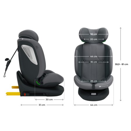 KINDERKRAFT automobilinė kėdutė I-GROW 2 PLUS, 40-150 cm., Grey, KCIGRO02GRYPL00 
