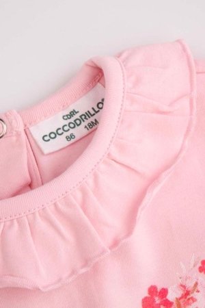 COCCODRILLO marškinėliai ilgomis rankovėmis NOSTALGIC MEADOW GIRL NEWBORN, rožiniai, WC5143102NGN-033-086, 86 cm 