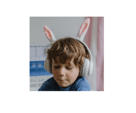 KIDYWOLF belaidės vaikiškos ausinės su keičiamomis triušio ausimis, KIDYEARS-BT-RAB 