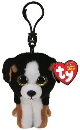 TY Beanie Boos pliušinis pakabukas juodai baltas šuo ROSCOE 9cm, TY35239 TY35239