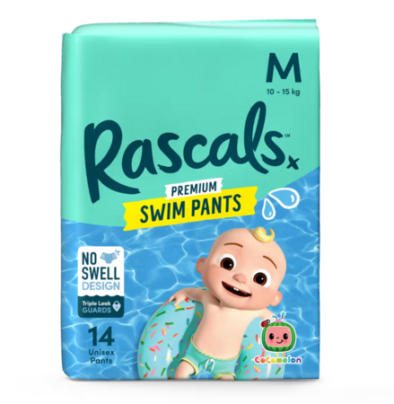 RASCALS maudymosi sauskelnės-kelnaitės COCOMELON, M dydis, 10-15 kg., 14 vnt., 93718 