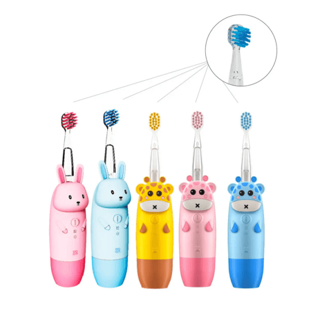 INNOGIO antgaliai dantų šepetėliui 2 vnt. GIOgiraffe/GIOrabbit, blue, GIO-450BH 
