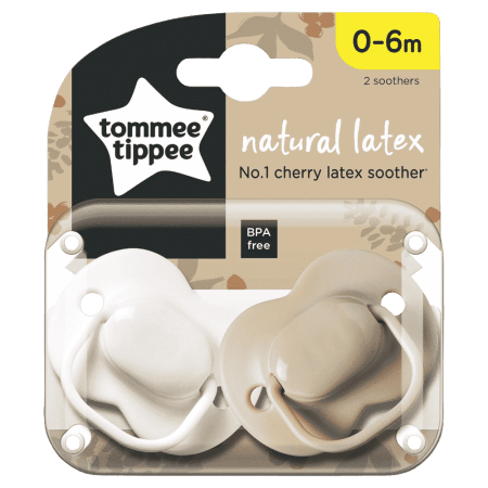TOMMEE TIPPEE lateksiniai čiulptukai, apvalūs 0-6 mėn., 2 vnt., 433532 