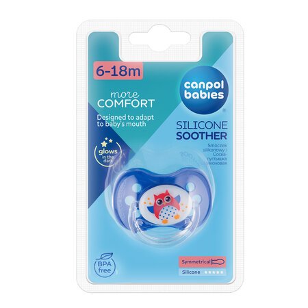 CANPOL BABIES silikoninis simetrinis čiulptukas OWL, 6-18 mėn., 22/569 22/569