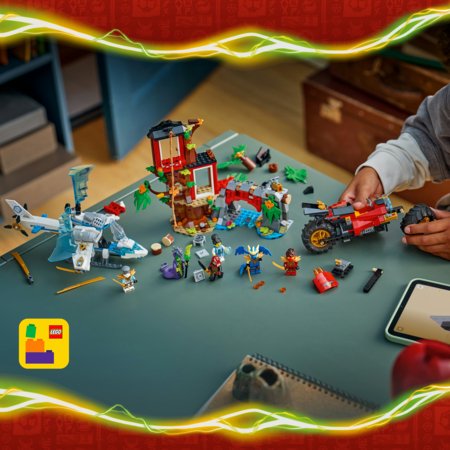 71857 LEGO® NINJAGO® Nindzių transporto priemonės ir namelio medyje gynyba 