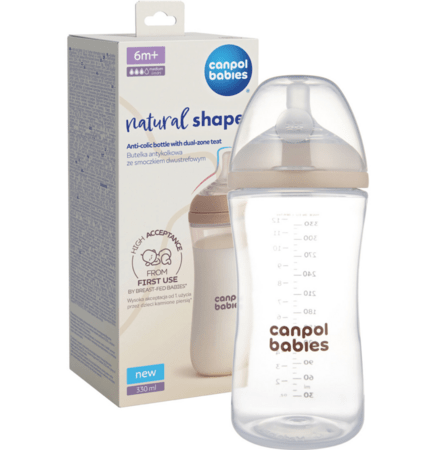 CANPOL BABIES maitinimo buteliukas su žinduku NATURAL SHAPE, 330 ml, 35/402 