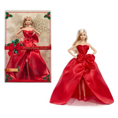 BARBIE HOLIDAY kolekcinė lėlė raudona suknele, JJX65 
