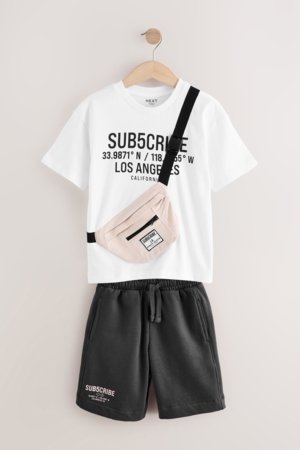 NEXT marškinėliai trumpomis rankovėmis, šortai ir rankinukas, AG3518 140