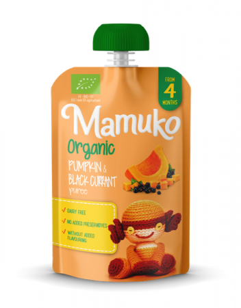 MAMUKO ekologiška moliūgų ir juodųjų serbentų tyrelė 4m+ 100 g 4779032700641