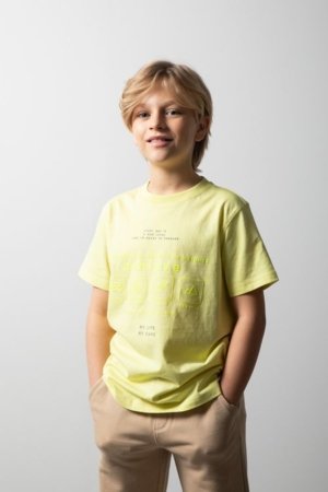 COCCODRILLO marškinėliai trumpomis rankovėmis, geltoni, WC6143203NBJ-004-164, 164 cm 