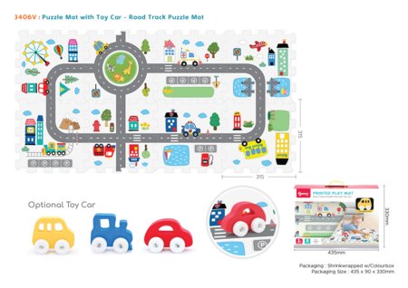 SUNTA vaikiškas dėlionės kilimėlis su automobiliais, 8 dalių, 3406V 