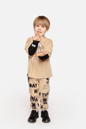 COCCODRILLO marškinėliai ilgomis rankovėmis MAXI MINI BOY KIDS, smėlio spalvos, ZC3143103MBK-002 ZC3143103MBK-002-110