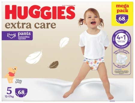 HUGGIES sauskelnės-kelnaitės EXTRA CARE, Box, 5 dydis, 12-17 kg., 34x2 vnt., 2668771 