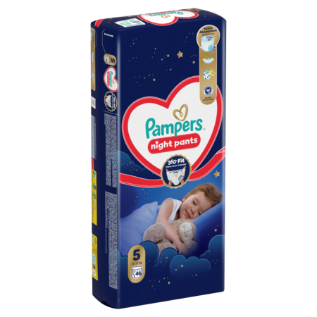 PAMPERS sauskelnės-kelnaitės Night Pants, 5 dydis, 11-17kg, 46 vnt., 80895147 