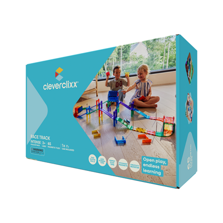 CLEVERCLIXX magnetinis konstruktorius Race Track Intense, 65 det., CC-1011 